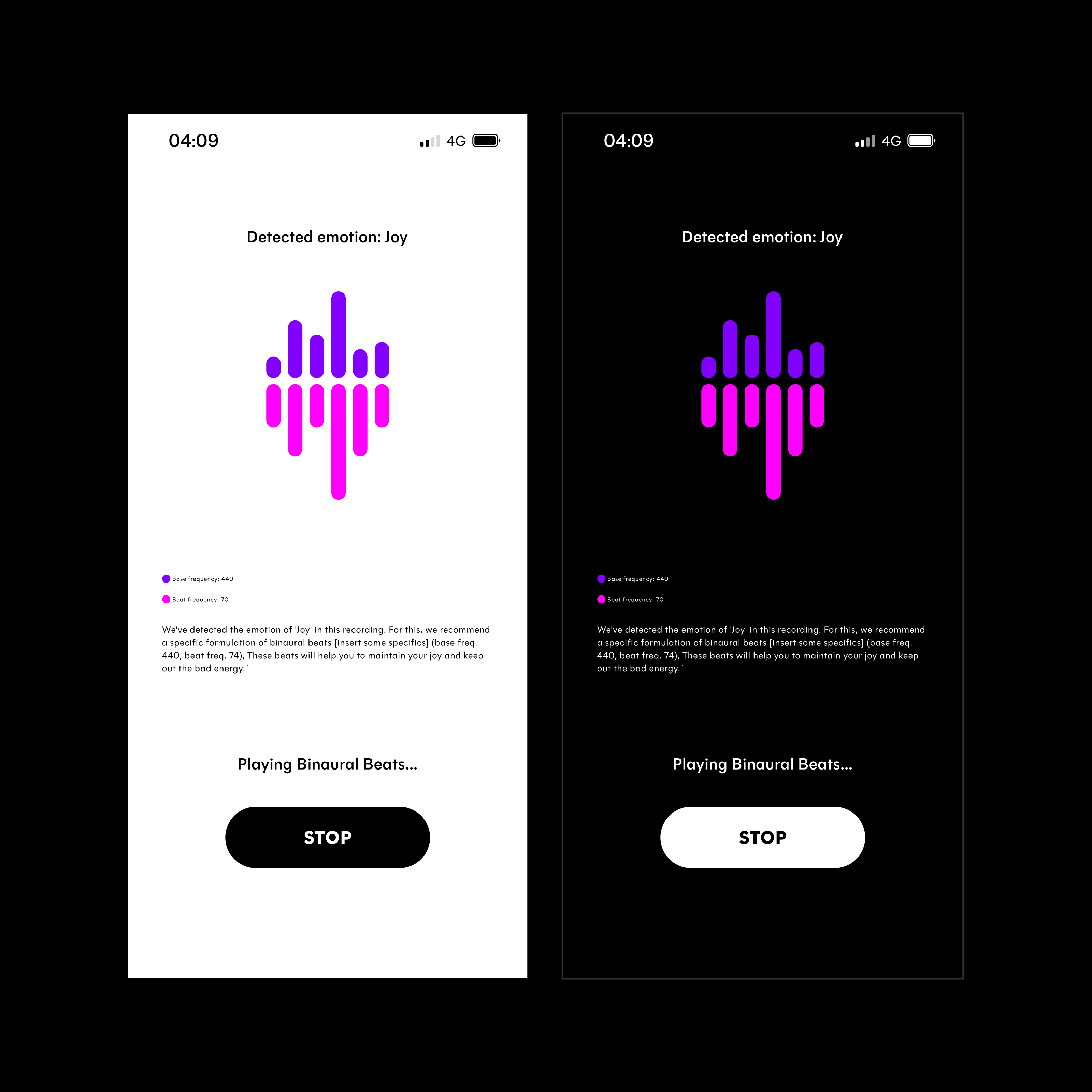 iOS app interface