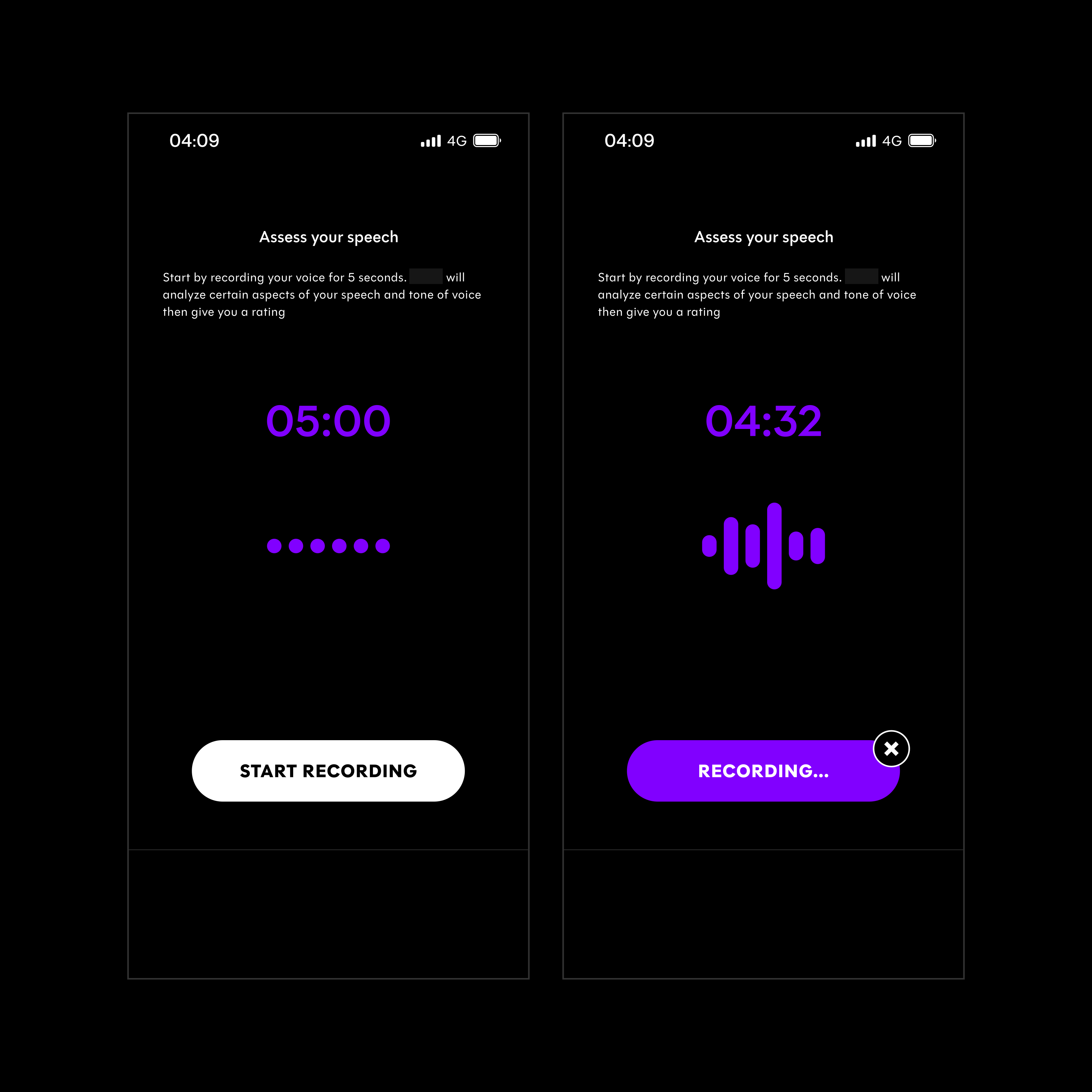 iOS app interface